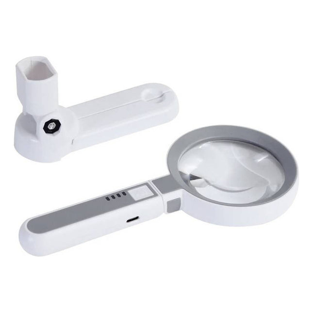 Lampara Led De Mesa Con Lupa  Brazo Ajustable Dh100sc Blanco