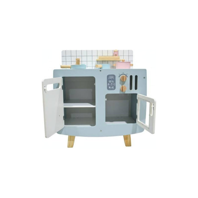 Cocina De Madera Con Accesorios 63x53x30.5cm. Juguete Celeste