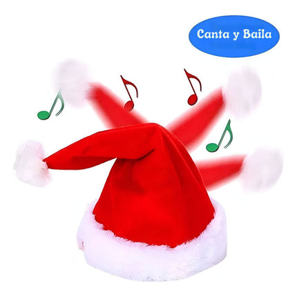 Gorro Papa Noel Eléctrico Musical Navidad Pila Aa Rojo