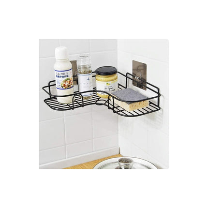 Esquinero Organizador Repisa De Baño / Cocina Adeshiva Metal Negro/blanco