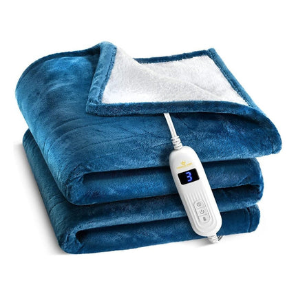 Manta Frazada Polar Con Corderito Electrica 2 Plazas Azul Eléctrico Azul