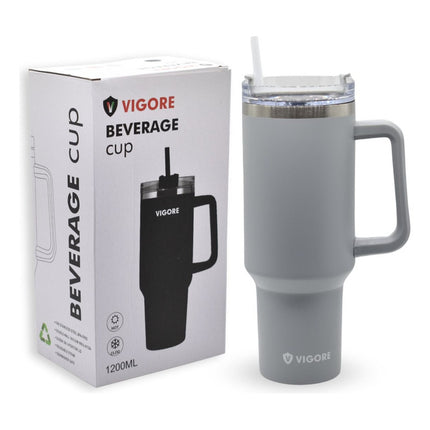 Vaso Termico Vigore Con Tapa Y Sorbito Gris 1200ml Gris Lisa