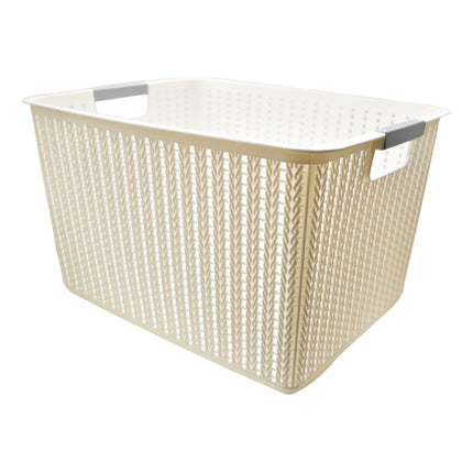 Canasto Labrado Con Asas 31x22x17cm Blanco