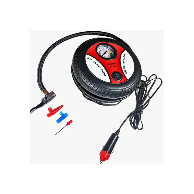 Compresor Inflador  De Aire 12v Modelo Redondo Negro
