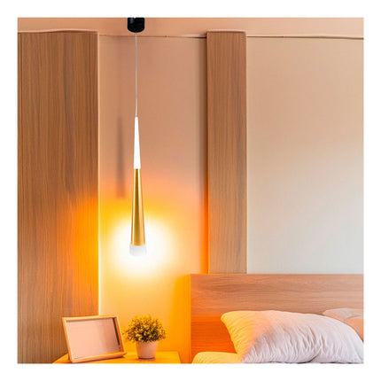 Lampara Colgante 45cm Tipo Cono Dorado Lh-3858 X