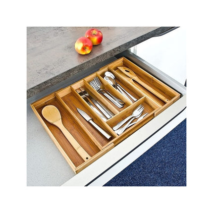Cubiertero Para Cajón Organizador Extensible Bambú Extensibl Madera