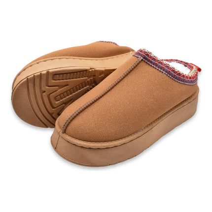 Pantu-botas Forradas Camel Cgs00504/5/6 Camel Liso Con Detalle Trenzado En El Borde 36 Uy