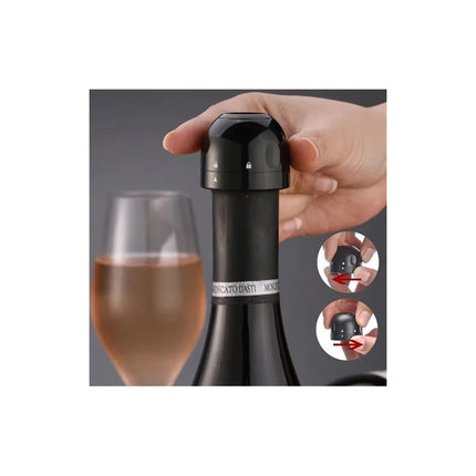 Tapón Para Botellas De Vino Bebidas Tapa Al Vacío Negro