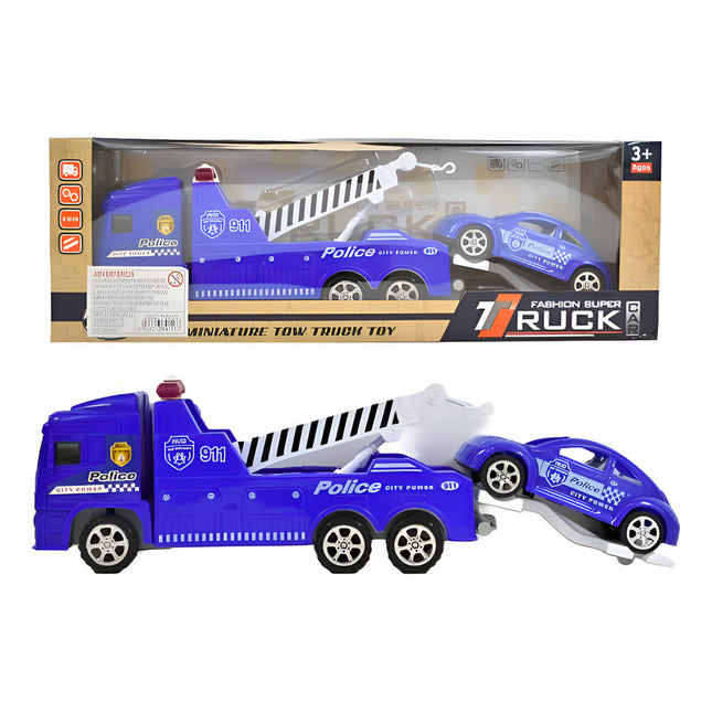 Camión Infantil De Policía Con Grúa Y Coche 44x10x15cm X