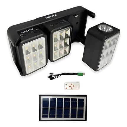 Luz Solar Triple/ Desmontable Con Panel Y Cables P/recarga Blanco Frío Blanco Frío