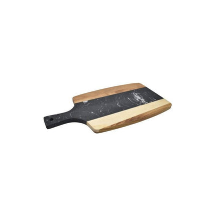 Tabla Combinada De Madera Y Mármol 38x19x1.2cm. Liso Maderan Negra