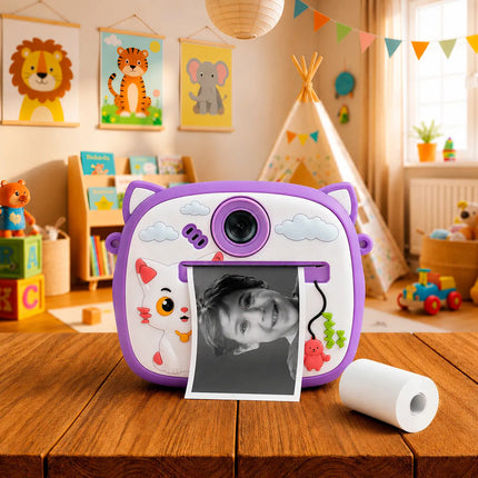 Camara De Fotos Dual Instantanea Infantil Varios Diseños Violeta