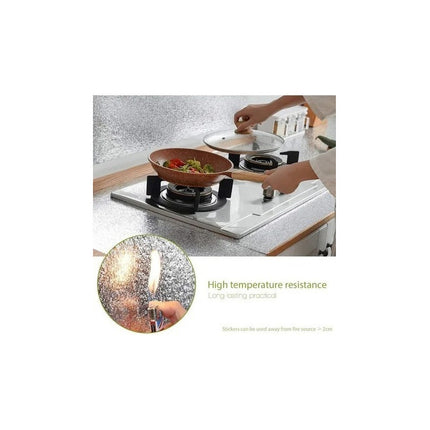 Vinilo Protector Cocina 2 Mtros Resistente Calor Agua Aceite Plateado