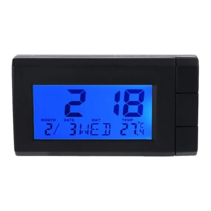Reloj Con Termometro Dia Y Hora  Para Auto Con Luz  Negro Azul (retroiluminado) Negro