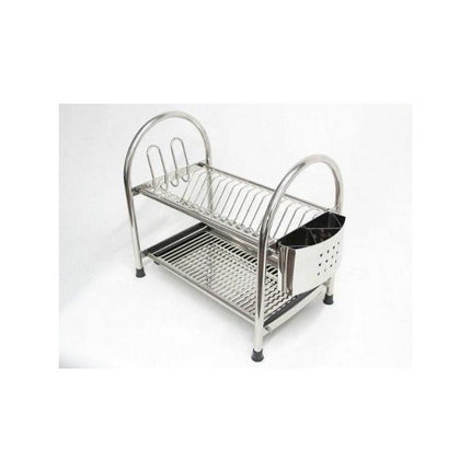 Escurridor De Platos En Acero Inoxidable Con Cubertero Gris