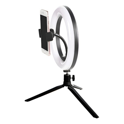 Anillo De Luz Led Para Selfie 26cm Con Control   Soporte Cel Negro