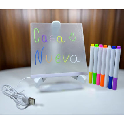 Pizarra Led Mágica Para Dibujar 20x20cm + Lapices De Colores V