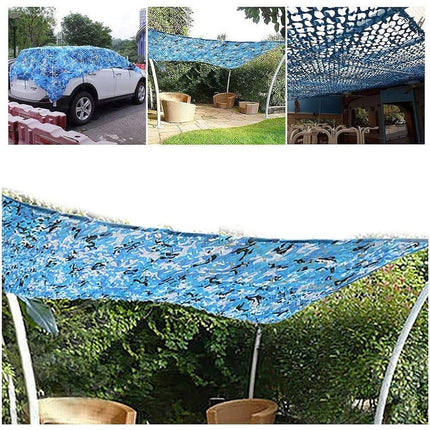 Red Malla Sombra 3x3 Decoración Camuflada Toldo Azul Negro