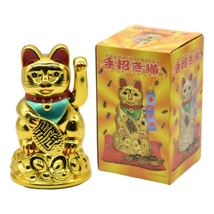 Adorno Gato De La Suerte Dorado 13x8cm Dorado