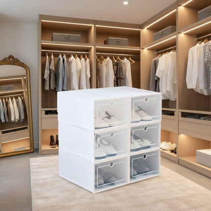 Cajas Estantes Organizador Rack Zapatos  Apilables Pack X6 Blanco