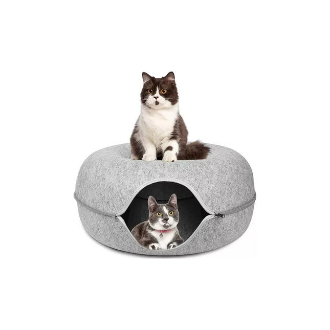 Cama Para Gato Ovalada De Fieltro Con Cierra 60 Cm Varios