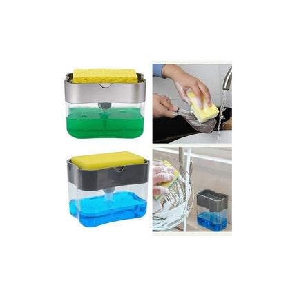 Dispensador De Jabón Y Detergente Para Lavaplatos Ahorrador Gris Oscuro Y Transparente