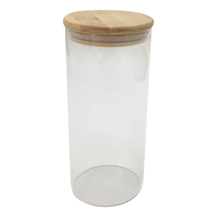 Frasco De Vidrio Con Tapa De Bambú 1100ml Especies Ha3389 Tra