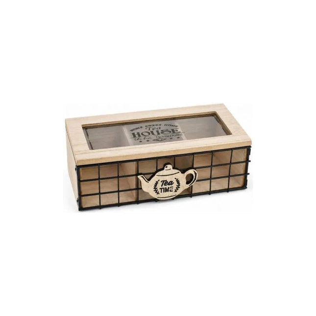 Caja De Madera Para Sobres Té 24x10x8cm Chw03885 Marrón Claro