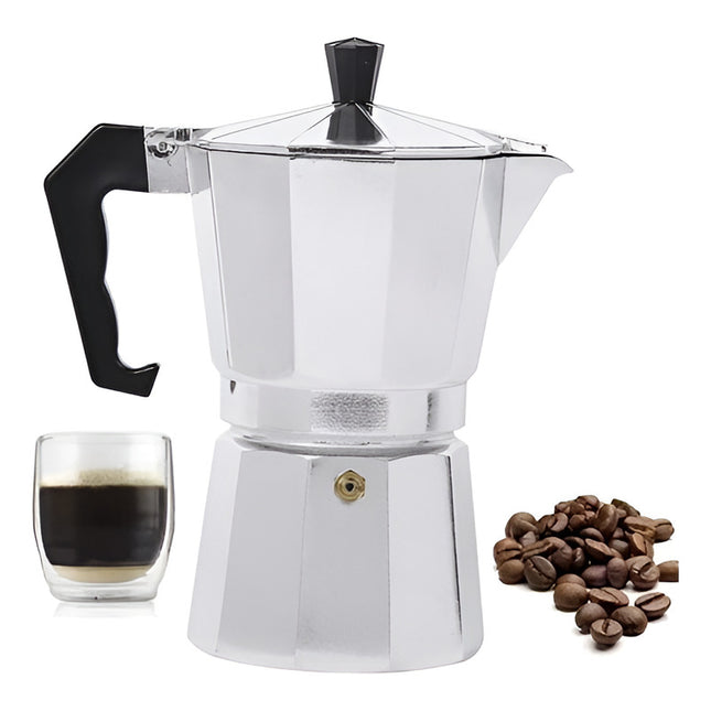 Cafetera Tipo Italiana  300ml Aluminio  6 Tazas Gris