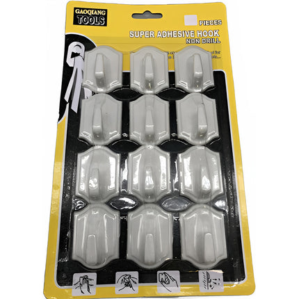 Ganchos Plastico 12 Unidades Con Cinta Doble Faz 5x3 Blanco
