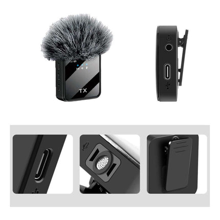 Microfono X2 Inal 2en1 Solapero Peludo Negro