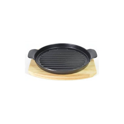 Plancha De Hierro Fundido Con Base De Madera Chw02981 Negro