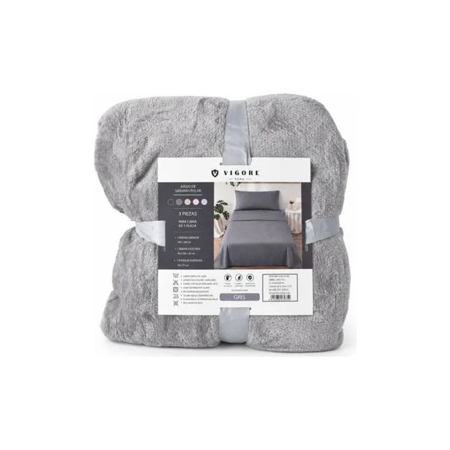 Juego De Sabanas Polar 2 Plazas Gris Oscuro