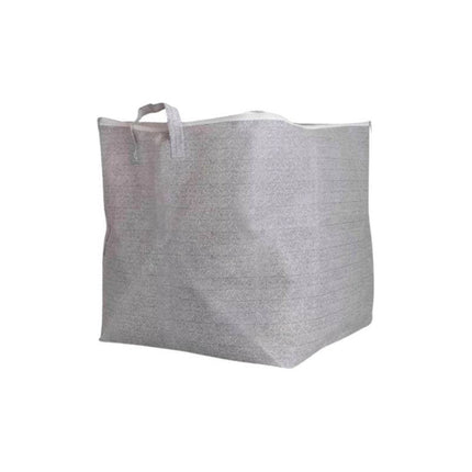 Bolso Multiuso De Tela Con Asas Y Cierre. Gris Y Blanco