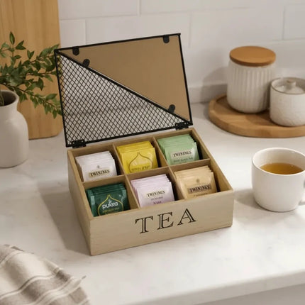 Caja De Madera Para Sobres Té  Chw03886 Marrón Claro