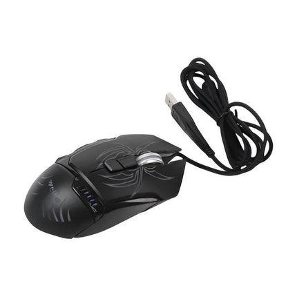 Mouse Gamer Con Cable 1.8 M Wb-903 Diseño Araña Negro
