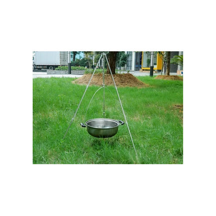 Tripode Soporte De Olla Alto 70-110 Cm Hasta 10 Kg Camping Plateado