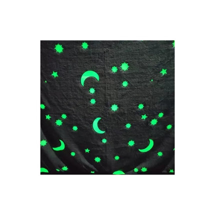 Mantas Polares Luminosas Glow Brilla A La Oscuridad 2mtx1.50 Estrellas Y Lunas 815 G Gris Con Motivos Blancos (luminiscente)