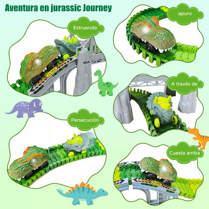 Pista De Carreras De Dinosaurios Para Niños 275 Piezas Verde