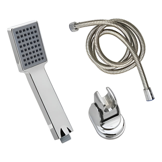 Kit Completo De Ducha Teléfono Mediano Duchero De Calidad Plateado
