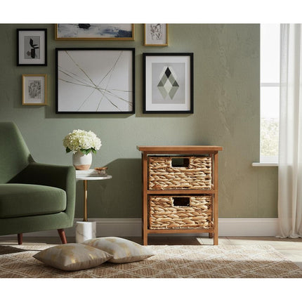 Aparador Organizador De Madera Con 2 Cestos En Jacinto Agua Marrón