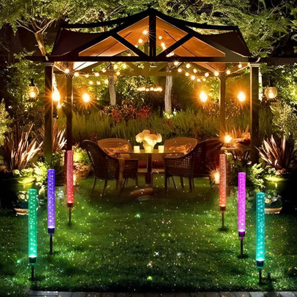 Estaca Solar Led Rgb Cilíndrica Para Jardín Rgb