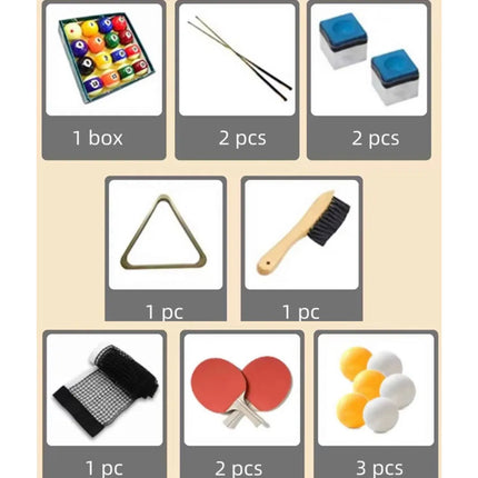 Mesa De Pool 3 En 1 + Ping Pong + Mesa Con 2 Bancos Madera