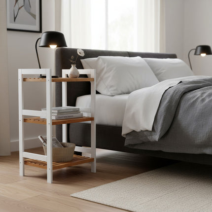 Estanteria 3 Tablas 45x32x80 Cm Bamboo Con Blanco Blanco