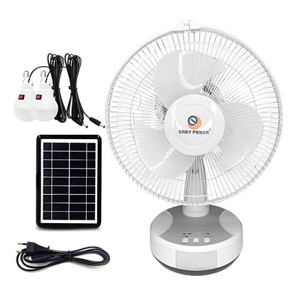 Ventilador Inalámbrico Con Cargador Solar Y Bombillas De Luz