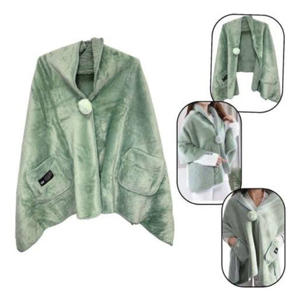 Manta Con Forma De Poncho Con Bolsillos 65x170cm