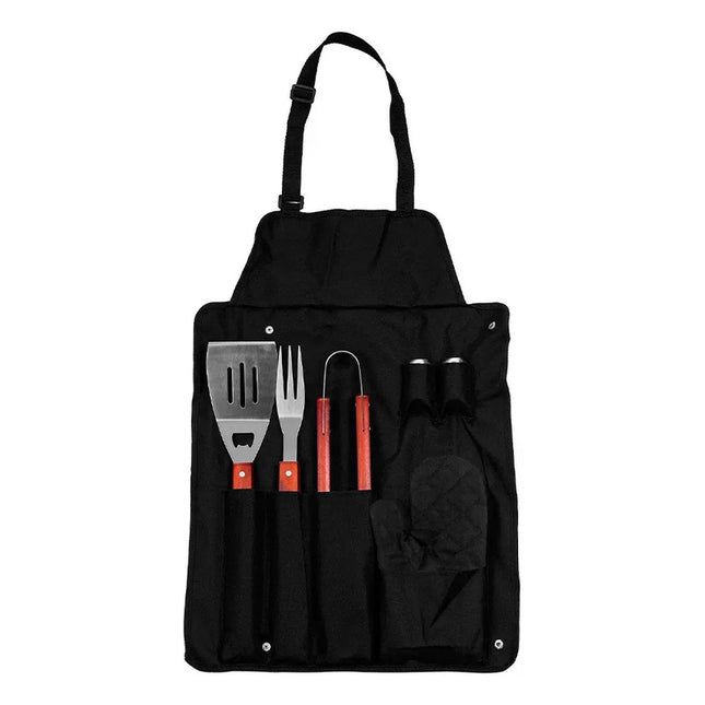 Set Completo De Asador 7 Piezas Con Delantal Y Utensilios