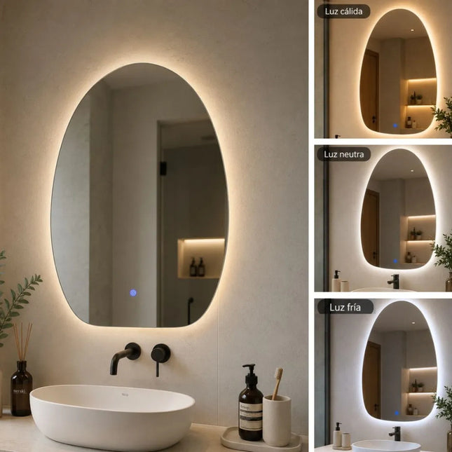Espejo Ovalado Con Luz Led 120-240v 70x50cm. Chw03702 Espejo