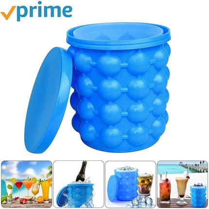 Hielera De Silicona Enfriador De Botellas Cubos De Hielo Azul