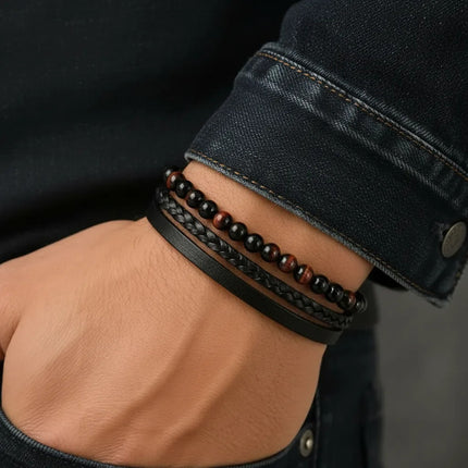 Pulsera Trenzada Negra Cas00169 Negro 21 Cm
